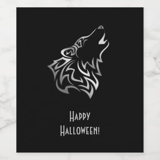 Howling Wolf Halloween voegt tekst toe Wijn Etiket (Enkel label)