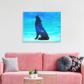 Howling Wolf, Howling Dog in dubbelblootstelling Canvas Afdruk (Insitu (Woonkamer))