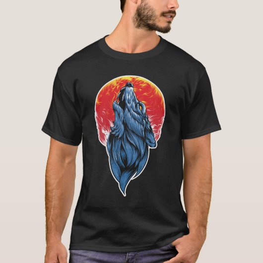 Howling Wolf Illustratie T-shirt (Voorkant)