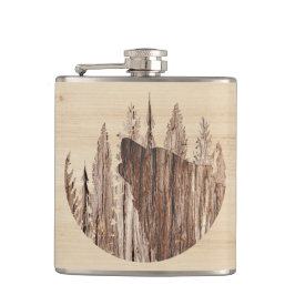 Howling Wolf in getextureerd hout Heupfles