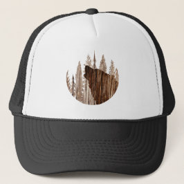 Howling Wolf in getextureerd hout Trucker Pet