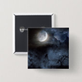 Howling Wolf in Graveyard Vierkante Button 5,1 Cm (Voorkant /achterkant)