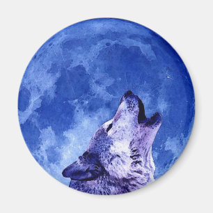 Howling Wolf in Moon Magneet