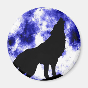 Howling Wolf in Moon Magneet