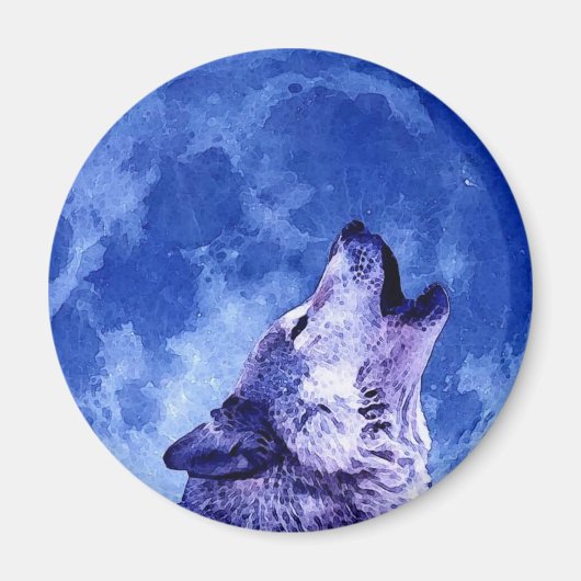 Howling Wolf in Moon Magneet (Voorkant)