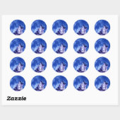 Howling Wolf in Moon Ronde Sticker (Vel)