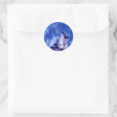 Howling Wolf in Moon Ronde Sticker (Tas)