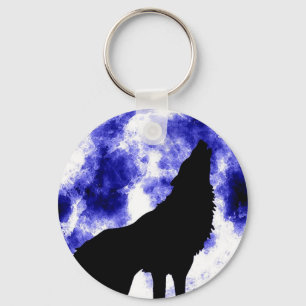 Howling Wolf in Moon Sleutelhanger