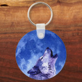 Howling Wolf in Moon Sleutelhanger (Voorkant)