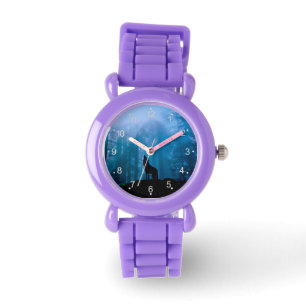 Howling Wolf in Wilderness Horloge
