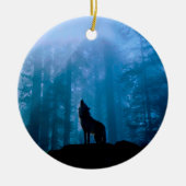 Howling Wolf in Wilderness Keramisch Ornament (Voorkant)