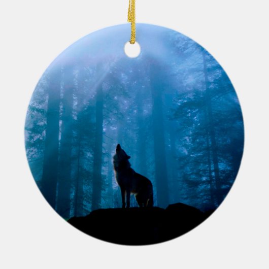 Howling Wolf in Wilderness Keramisch Ornament (Achterkant)
