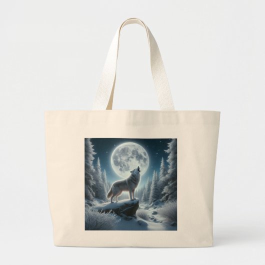 Howling Wolf In Winter Grote Tote Bag (Voorkant)