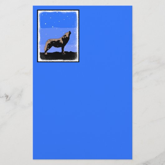 Howling Wolf in Winter - Oorspronkelijke Wilde Kun Briefpapier (Voorkant)