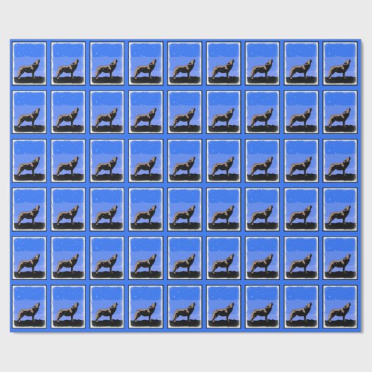 Howling Wolf in Winter - Oorspronkelijke Wilde Kun Cadeaupapier (Vlak)