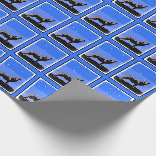 Howling Wolf in Winter - Oorspronkelijke Wilde Kun Cadeaupapier (Hoek)