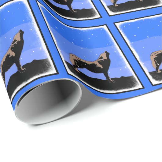 Howling Wolf in Winter - Oorspronkelijke Wilde Kun Cadeaupapier (Rol Hoek)