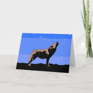 Howling Wolf in Winter - Oorspronkelijke Wilde Kun Feestdagen Kaart