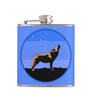 Howling Wolf in Winter - Oorspronkelijke Wilde Kun Heupfles