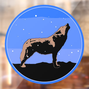 Howling Wolf in Winter - Oorspronkelijke Wilde Kun Raamsticker