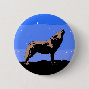 Howling Wolf in Winter - Oorspronkelijke Wilde Kun Ronde Button 5,7 Cm