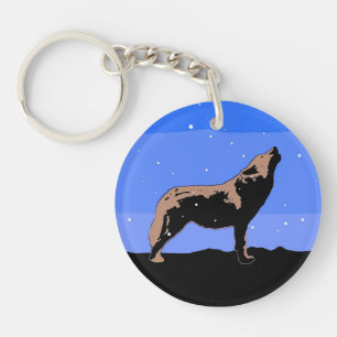 Howling Wolf in Winter - Oorspronkelijke Wilde Kun Sleutelhanger