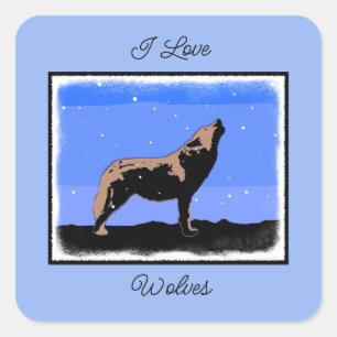 Howling Wolf in Winter - Oorspronkelijke Wilde Kun Vierkante Sticker