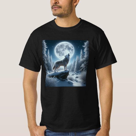 Howling Wolf In Winter T-shirt (Voorkant)