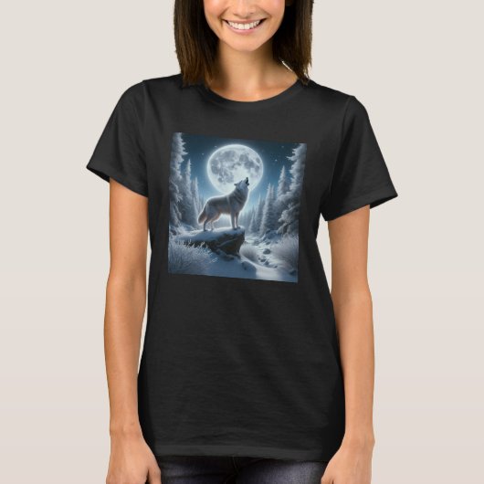 Howling Wolf In Winter T-shirt (Voorkant)