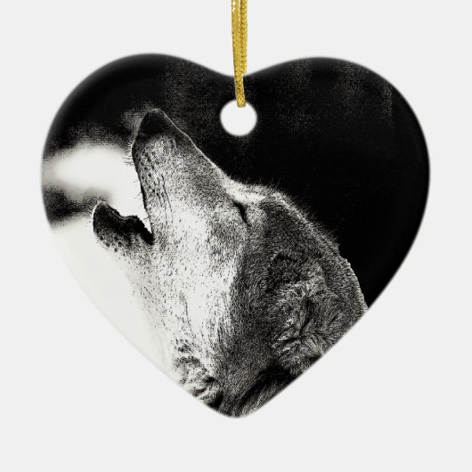 Howling Wolf Keramisch Ornament (Voorkant)