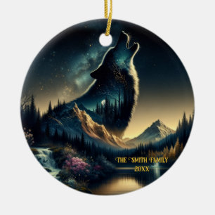 Howling Wolf Keramisch Ornament