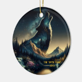 Howling Wolf Keramisch Ornament (Links)
