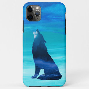 Howling Wolf met Waterverf achtergrond iPhone 11 Pro Max Hoesje