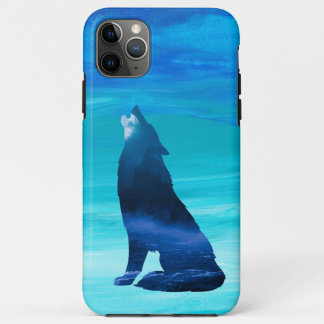 Howling Wolf met Waterverf achtergrond iPhone 11 Pro Max Hoesje