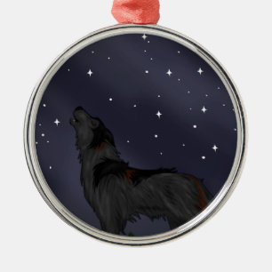 Howling Wolf Metalen Ornament