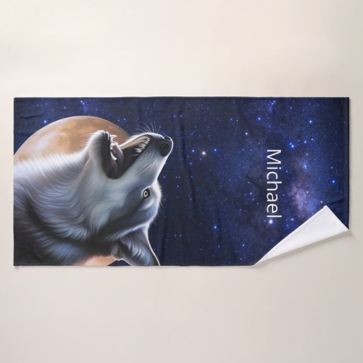 Howling Wolf Monogramme (Serviette de bain)