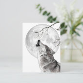 Howling Wolf, Moon, Gothic, Nature Briefkaart (Staand voorkant)