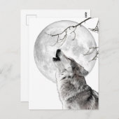Howling Wolf, Moon, Gothic, Nature Briefkaart (Voorkant / Achterkant)