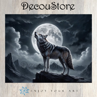 Howling Wolf onder de Volle Maan – Decoupage Tissuepapier
