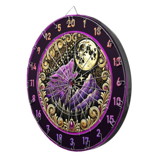 Howling Wolf onder Golden Moonlight Dartbord (Voorkant Rechts)