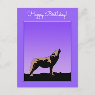 Howling Wolf op zonsondergang - Originele Wilde Ku Briefkaart
