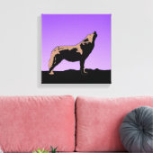 Howling Wolf op zonsondergang - Originele Wilde Ku Canvas Afdruk (Insitu (Woonkamer))