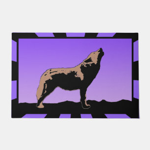 Howling Wolf op zonsondergang - Originele Wilde Ku Deurmat