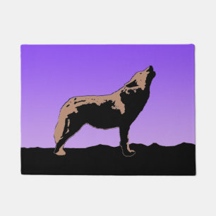 Howling Wolf op zonsondergang - Originele Wilde Ku Deurmat