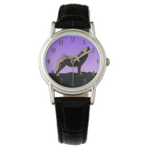 Howling Wolf op zonsondergang - Originele Wilde Ku Horloge