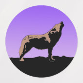 Howling Wolf op zonsondergang - Originele Wilde Ku Labels (Design 1)