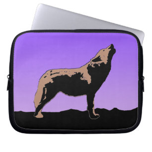 Howling Wolf op zonsondergang - Originele Wilde Ku Laptop Sleeve