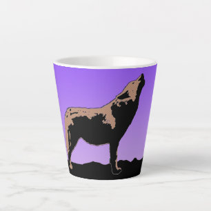Howling Wolf op zonsondergang - Originele Wilde Ku Latte Mok