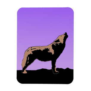 Howling Wolf op zonsondergang - Originele Wilde Ku Magneet