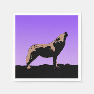 Howling Wolf op zonsondergang - Originele Wilde Ku Servet